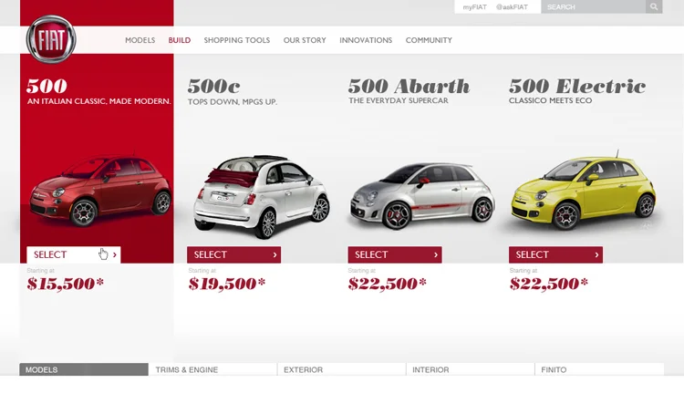 Fiat configurator — choose a model